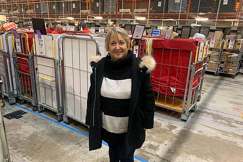 Christine at Royal Mail sorting office