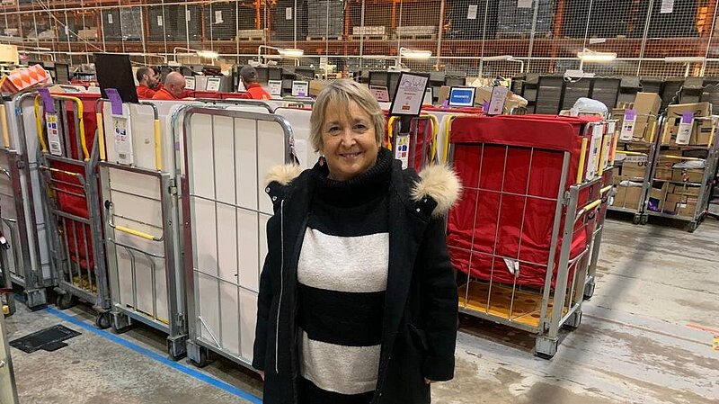 Christine at Royal Mail sorting office