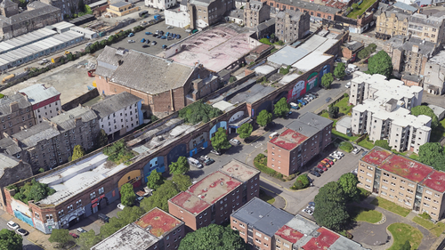 A top down view of the Bingo Hall from Google Earth