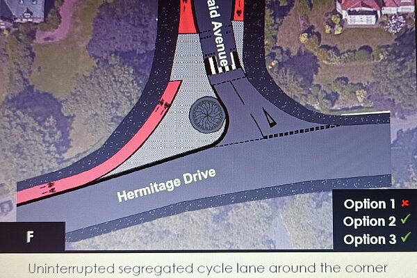 Map of the Greenbank quiet route proposals depicting a new cycle lane