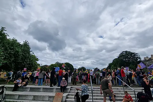 Protestors at a park