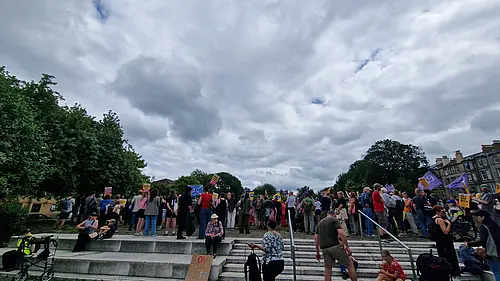 Protestors at a park