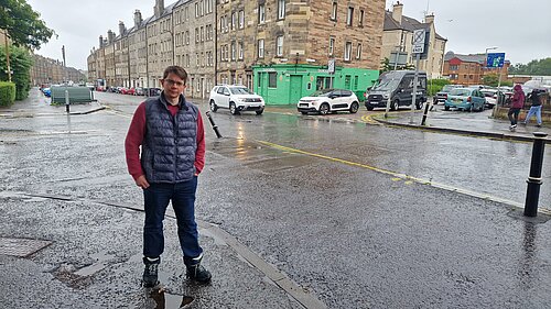 Jack Caldwell standing in front of a junction