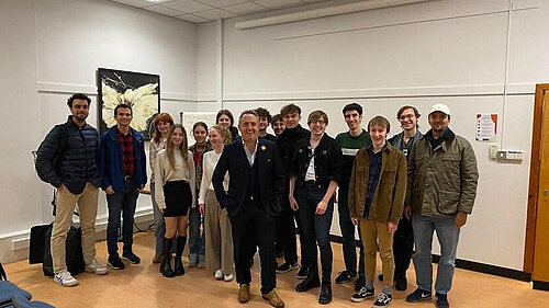 A group of Edinburgh University Young Liberals with party leader Alex Cole Hamilton