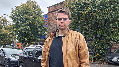 Jack Caldwell standing in Manderston Street
