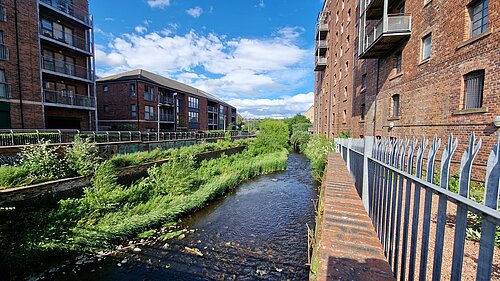 Water of Leith with buildings at either side