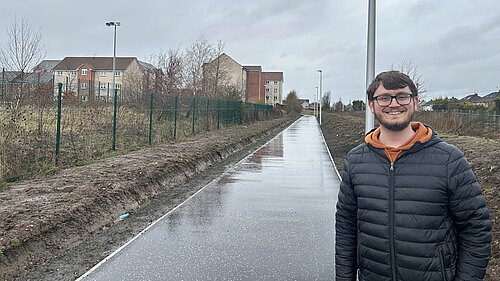 Lib Dem cllr Ed Thornley on the completed path