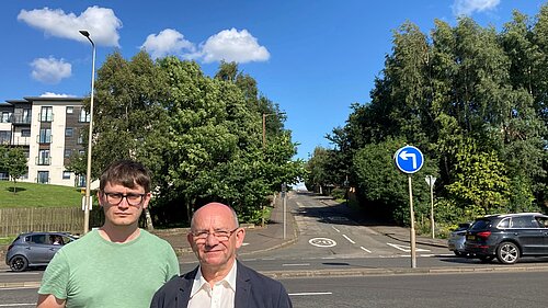 Cllrs Aldridge and Thornley at the Craigs/Maybury junction