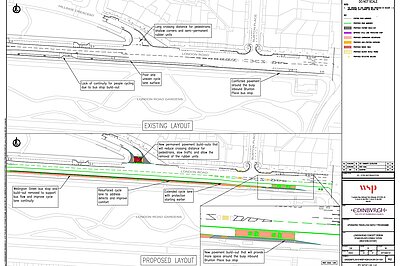 Plans showing London Road redesign.