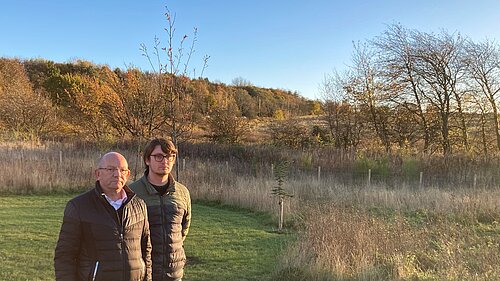 Cllrs Aldridge and Thornley at the Cammo greenbelt
