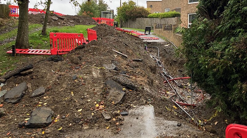 A path covered in building work mess