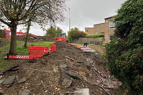 A path covered in building work mess