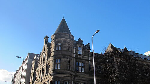 McDonald Road Library with blue skies in the background