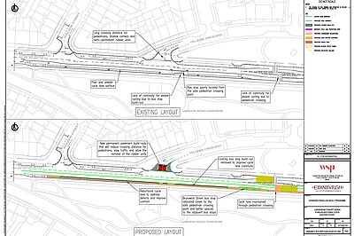 Plans showing London Road redesign.